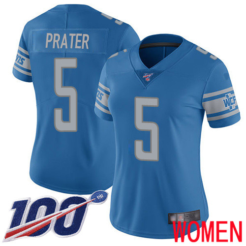 Detroit Lions Limited Blue Women Matt Prater Home Jersey NFL Football #5 100th Season Vapor Untouchable->women nfl jersey->Women Jersey